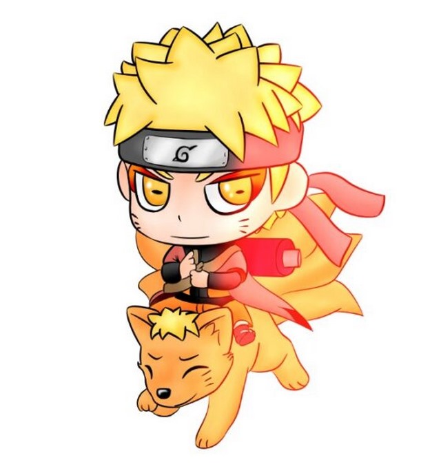 Hình Chibi Naruto trên lưng Kurama